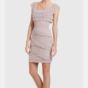 BCBGMaxAzria Pleated Layer Dress in Champagne